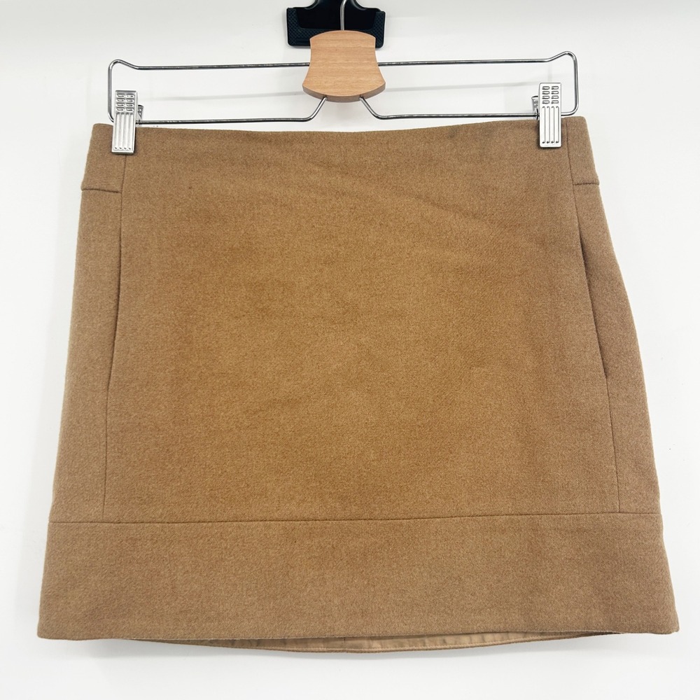 J. Crew Womens Camel Brown Wool Blend Preppy Academia Mini Pencil Skirt Size 2